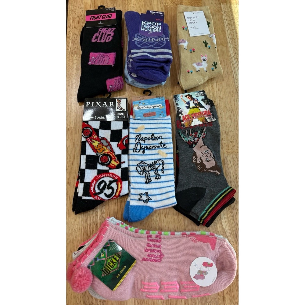 Novelty Socks LOT OF 12 Pair Unisex Socks **READ FOR CHARACTERS"
